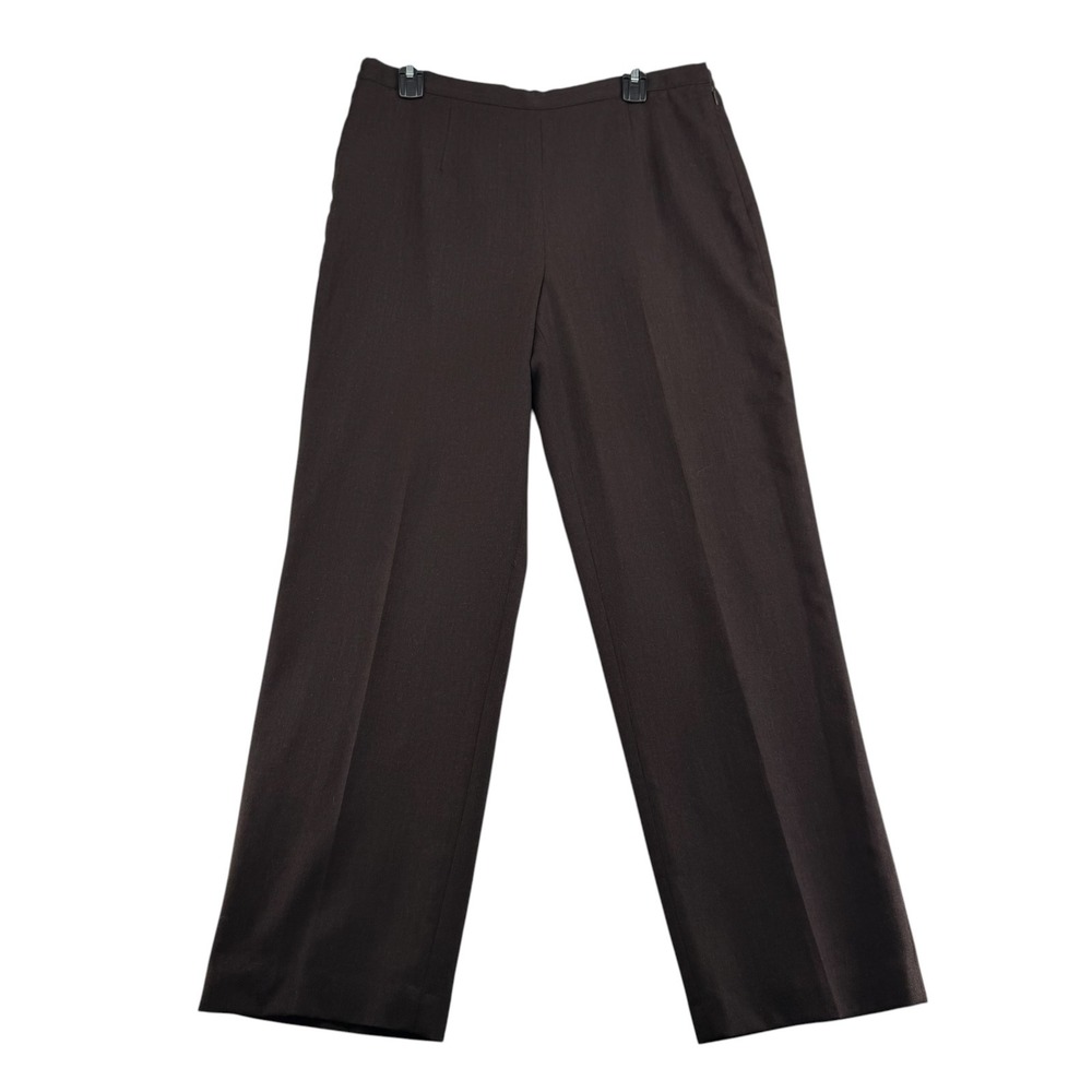 Alfred Dunner 100% Wool Lined High Rise Trousers Women 10 Chocolate Brown Preppy